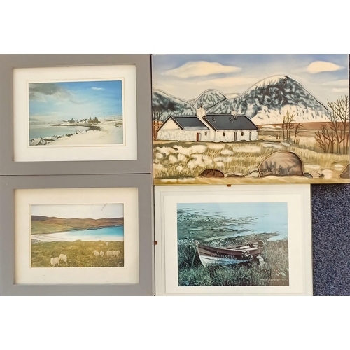 137 - A mixed lot of four pieces of wall art. To include a Milford Collection 'Black Rock Cottage, Glencoe... 