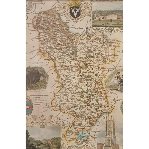 139 - Two farmed maps of Gloucestershire. Dimensions 58cm x 60cm & 35cm x 42cm.