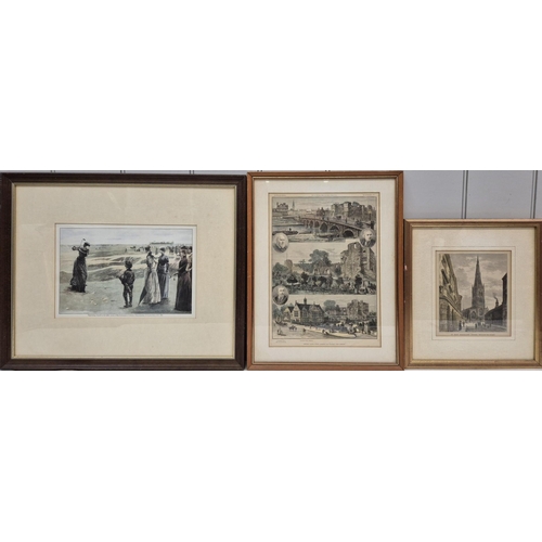 143 - A collection of ten framed lithographs & prints. Largest 44cm x 53cm.