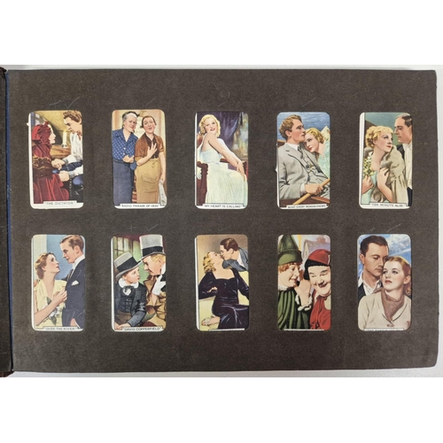 154 - A cigarette card album full of Gallaher Ltd & Godfrey Phillips Famous Faces/Scenes From Films sets.