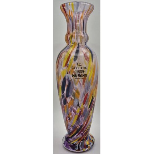 62 - A stunning, Italian boxed Murano-style vase, by CC Zecchin. Height 22cm, diameter 7cm.