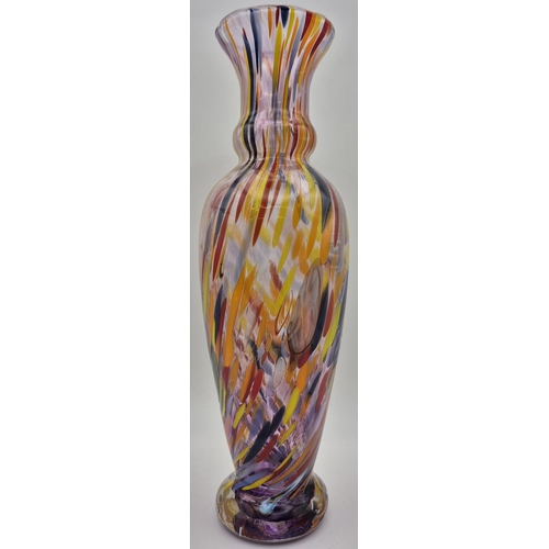 62 - A stunning, Italian boxed Murano-style vase, by CC Zecchin. Height 22cm, diameter 7cm.