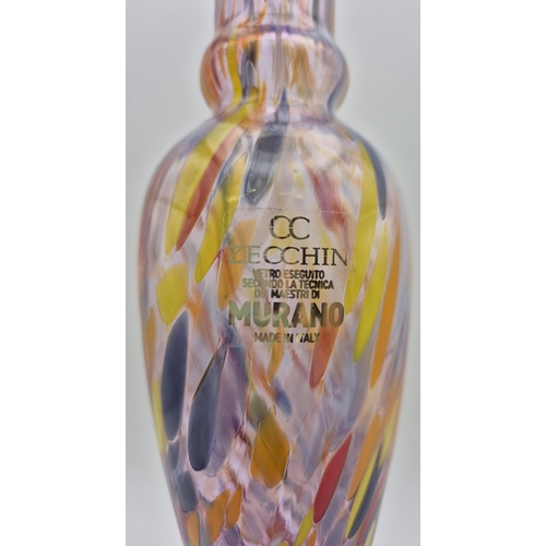 62 - A stunning, Italian boxed Murano-style vase, by CC Zecchin. Height 22cm, diameter 7cm.