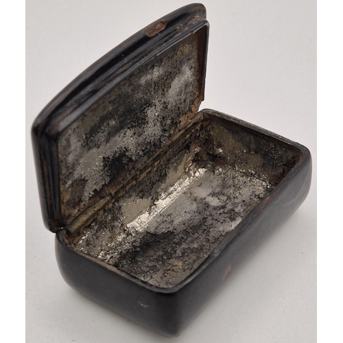 161 - A Victorian snuff box, with inlaid mother of pearl lid, together with a silver ring (size N).