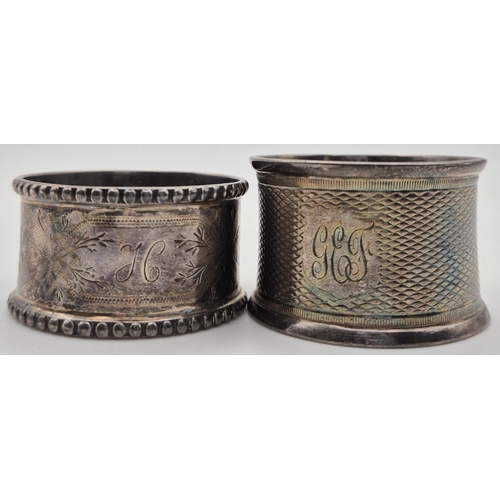 164 - A mixed collection of Victorian silver napkin rings. To include a pair by Colin Hewer, Birmingham 18... 