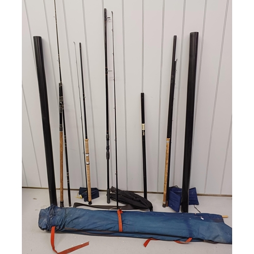 182 - A selection of 5 good quality fishing rods, with bags. To include Sundridge 9.5 ft 2-piece match rod... 