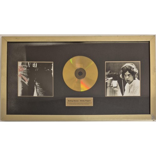 193 - The Rolling Stones - A framed, limited edition, gold-painted CD montage of the album 'Sticky Fingers... 