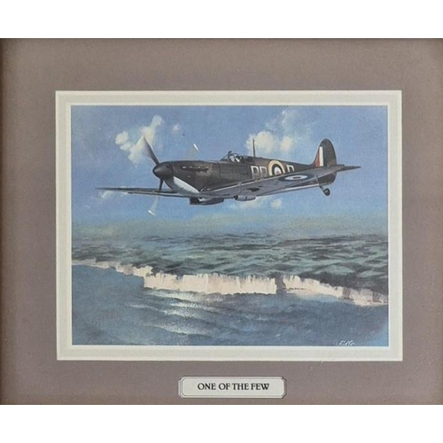 203 - A set of four miniature RAF aviation framed prints, depicting iconic aircraft from WWII era. Each 15... 