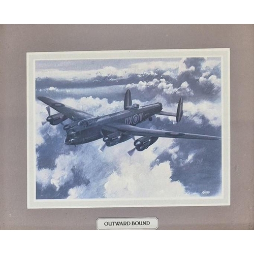 203 - A set of four miniature RAF aviation framed prints, depicting iconic aircraft from WWII era. Each 15... 