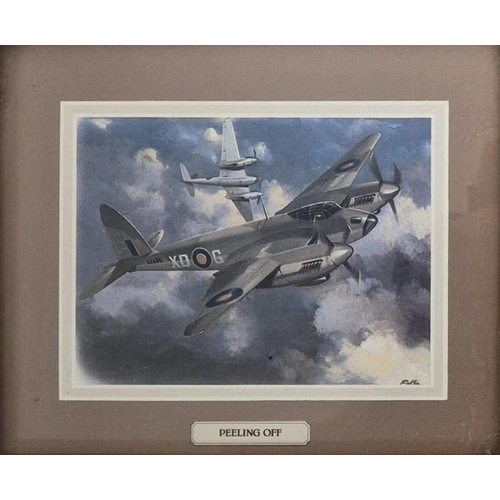 203 - A set of four miniature RAF aviation framed prints, depicting iconic aircraft from WWII era. Each 15... 