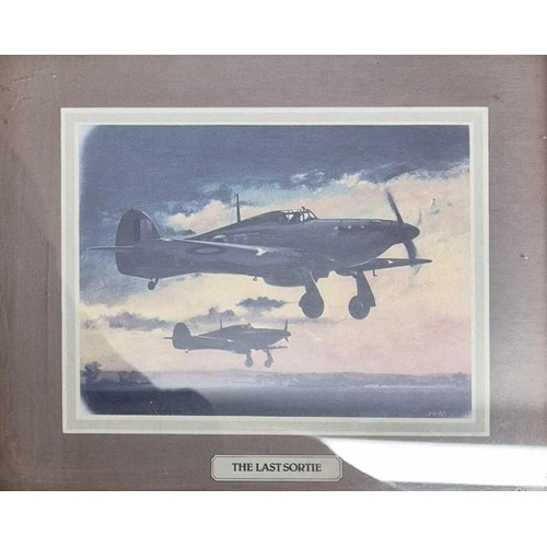 203 - A set of four miniature RAF aviation framed prints, depicting iconic aircraft from WWII era. Each 15... 