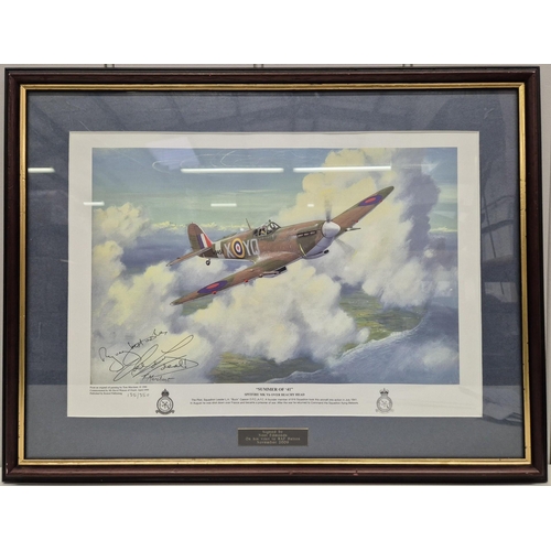 A framed 'Summer of 41' Spitfire print. Signed by the artist & also by the TV personality Noel Edmonds & plaqued as such. Limited edition 135/350. Framed dimensions 42cm x 54cm.