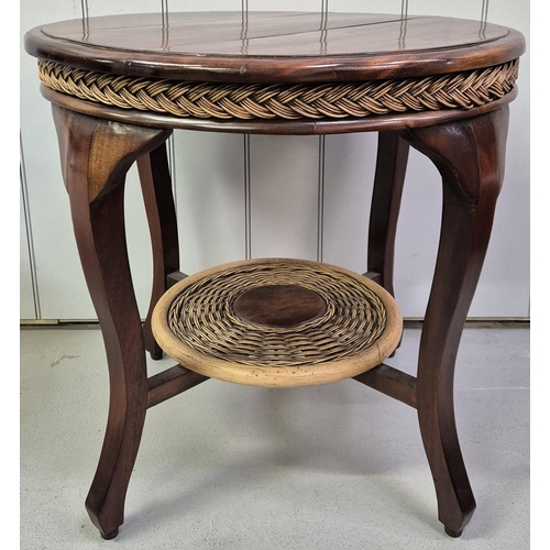 594 - A good quality mahogany occasional table, with woven cane border & undershelf. Dimensions(cm) H69, W... 