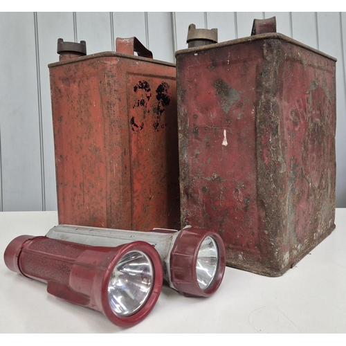 597 - A mixed lot of vintage items. To include a pair of Shell-Mex/BP fuel cans, together with a pair of v... 