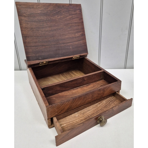 209 - A good quality vintage writing slope, with hinged lid & shallow drawer, together with a vintage wood... 