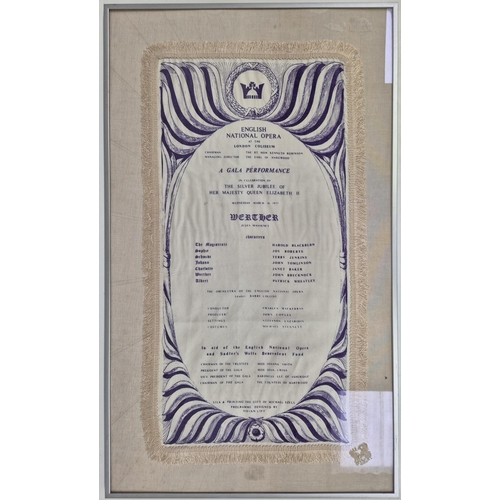 68 - A framed Royal Opera House silk programme, produced for a 'Gala Performance in Celebration of The Si... 