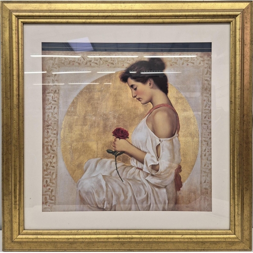 74 - A gilt framed contemporary print, after Richard Franklin (USA 1961-1997), entitled 'Mystic Rose'. Fr... 