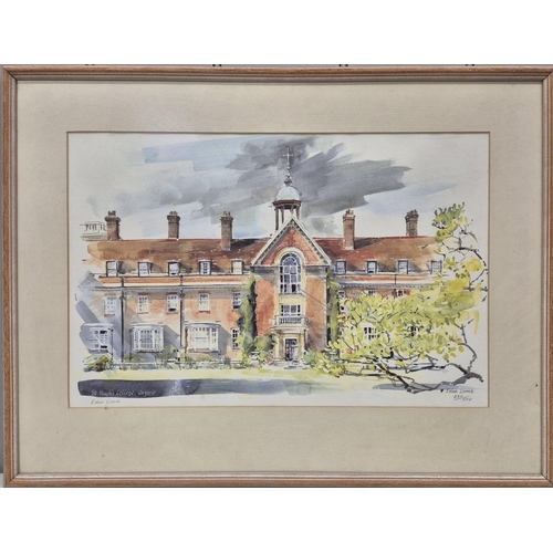 77 - Edna Lumb (British 1931-1992) framed watercolour print of St Hugh's College, Oxford. Limited edition... 