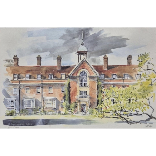 77 - Edna Lumb (British 1931-1992) framed watercolour print of St Hugh's College, Oxford. Limited edition... 