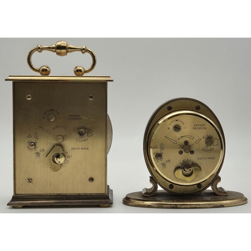 107 - A collection of four brass Carriage/Mantel clocks, all by 'Swiza'. Tallest 15.5cm.