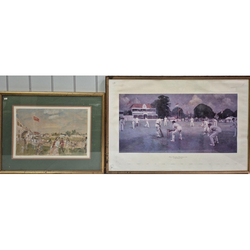 247 - Two cricket-themed framed prints. John Ward - 'Canterbury' from 1985, limited edition 237/500 & Albe... 