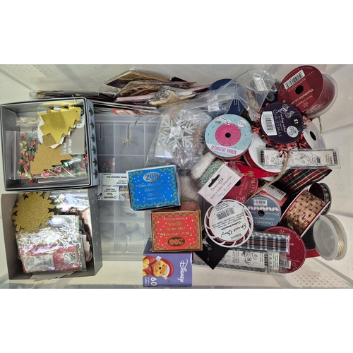 385 - A large selection of Christmas crafting items. Plastic boxes not included.