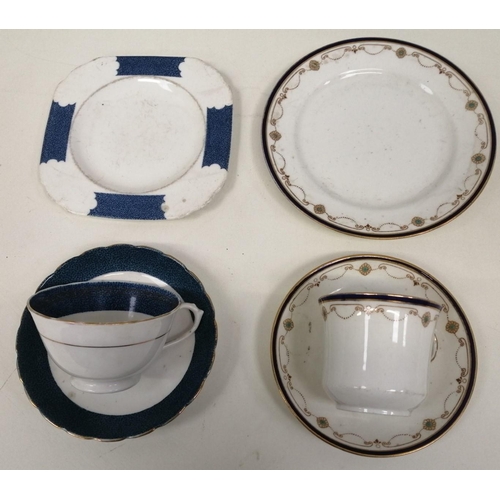 6384 - An 'Anchor' china three-piece tea set, together with another 'Plant' Tuscan set.