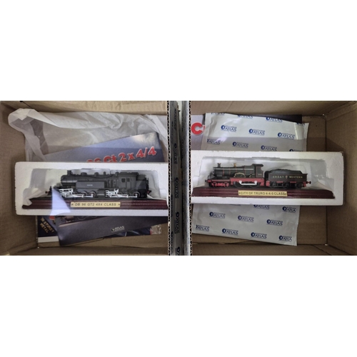 620 - A collection of 18 boxed display/plinthed rail engines, by Atlas Editions. Complete with paperwork, ... 