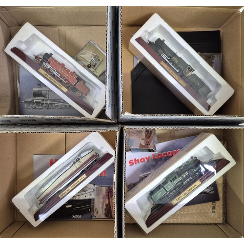 620 - A collection of 18 boxed display/plinthed rail engines, by Atlas Editions. Complete with paperwork, ... 