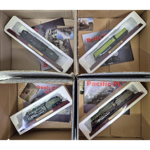 620 - A collection of 18 boxed display/plinthed rail engines, by Atlas Editions. Complete with paperwork, ... 