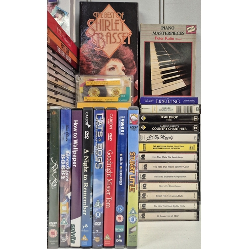 636 - A large collection of music CD's & cassettes, largely from 1960's-80's, together with 8 DVD movies. ... 