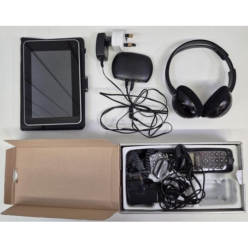 650 - A mixed lot of home electricals. To include two pairs of Philips wireless headphones, Acer tablet & ... 