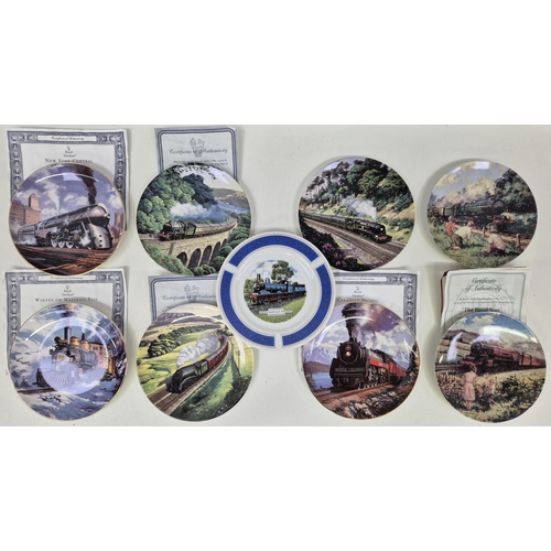 670 - A collection of 15 railway-themed collector's display plates. Complete with certificates of authenti... 