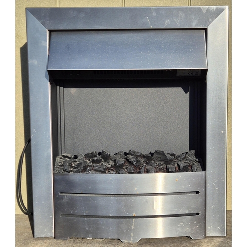 464 - An 'Adam - EF02 Colorado' log-effect electric fire, with a brushed steel finish. PAT test pass & fun... 