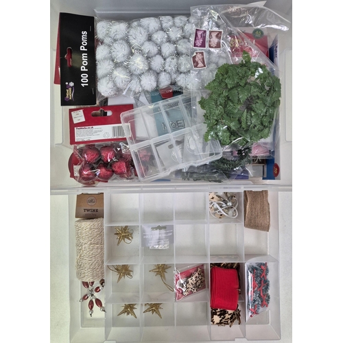 385 - A large selection of Christmas crafting items. Plastic boxes not included.