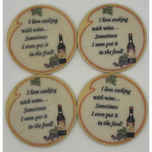 700 - Mixed lot of tableware. To include 6 coloured-stem wine glasses, 4 dessert bowls & 4 coasters.