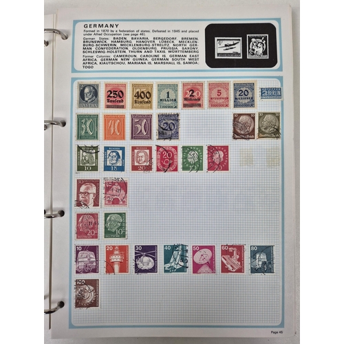 712 - Collection of stamp albums, guides & stationery. To include 5 albums with stamps & 2 empty.
