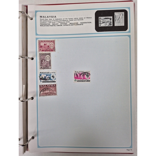 712 - Collection of stamp albums, guides & stationery. To include 5 albums with stamps & 2 empty.