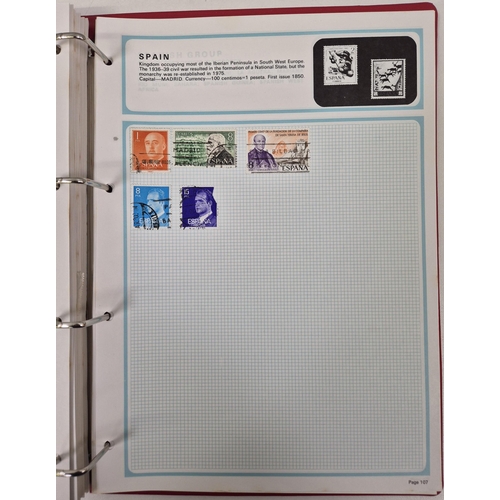 712 - Collection of stamp albums, guides & stationery. To include 5 albums with stamps & 2 empty.