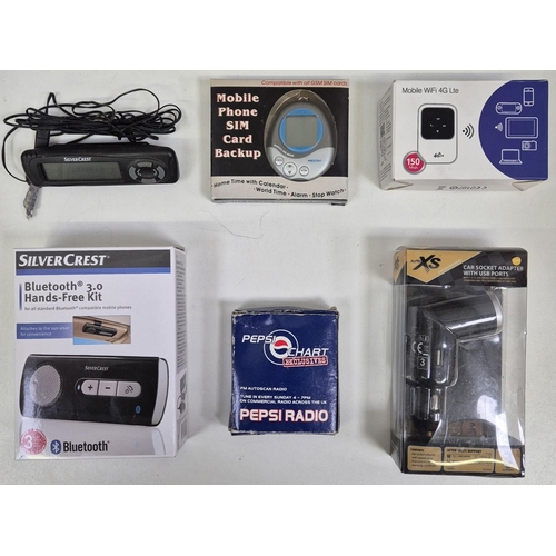 741 - Mixed lot of mostly boxed home electricals. To include Bluetooth kit, Mobile WiFi, Wireless Camera, ... 