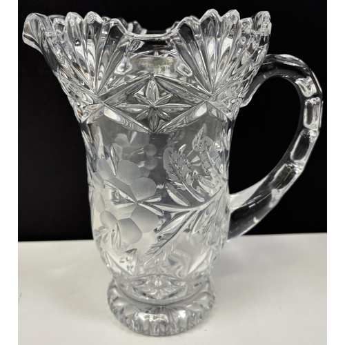 19 - Collection of good quality, crystal drinkware. To include Polish lead crystal pitcher, pair of sherr... 