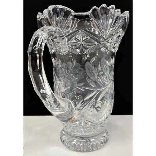 19 - Collection of good quality, crystal drinkware. To include Polish lead crystal pitcher, pair of sherr... 