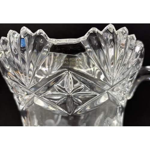 19 - Collection of good quality, crystal drinkware. To include Polish lead crystal pitcher, pair of sherr... 