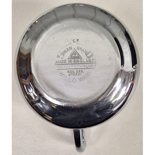 402 - Swan Cromalin 'Willo Ware' tea service. To include tray (personally engraved), coffee pot, teapot, c... 