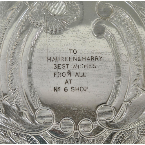 402 - Swan Cromalin 'Willo Ware' tea service. To include tray (personally engraved), coffee pot, teapot, c... 