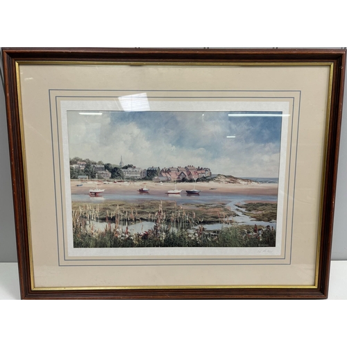 459 - Collection of 7 framed pieces of vintage artwork. Largest 76cm x 58.5cm.