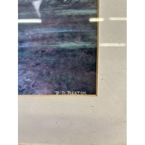 459 - Collection of 7 framed pieces of vintage artwork. Largest 76cm x 58.5cm.