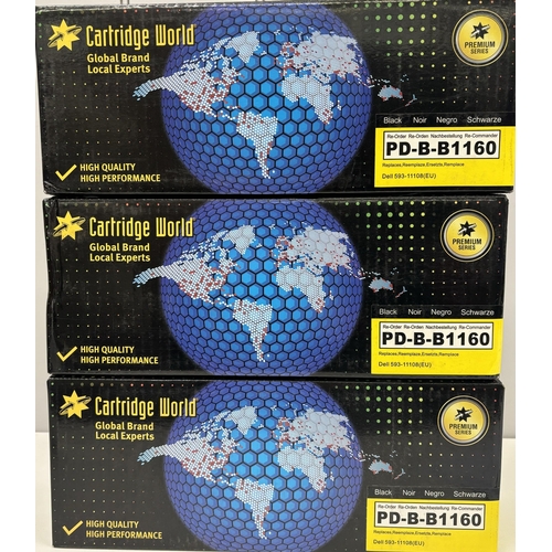 486 - Three unopened replacement toner cartridges, Dell 593 compatible.