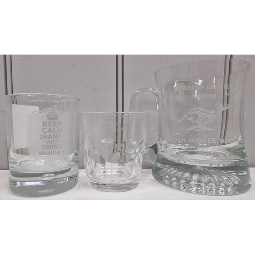 652 - A collection of 19 pieces of glass tableware. To include a boxed Royal Doulton crystal perfume bottl... 