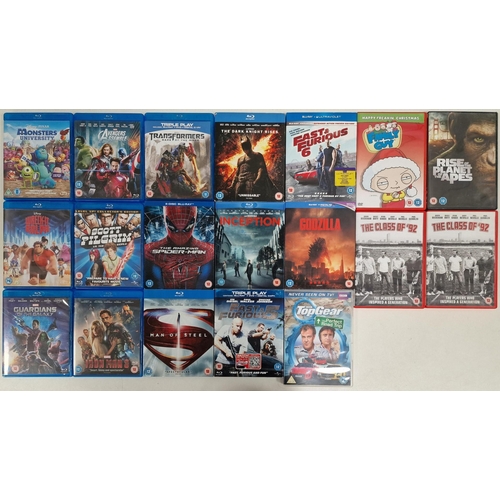 656 - A collection of 14 Blu-ray action & superhero movies & 5 DVD's. All viewing rated U, PG or 12.